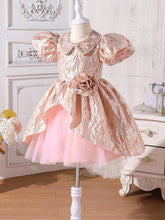 Young Girl Gorgeous Textured Fabric Dress, Featuring Pearl Decoration, 3D Floral & Mesh Patchwork